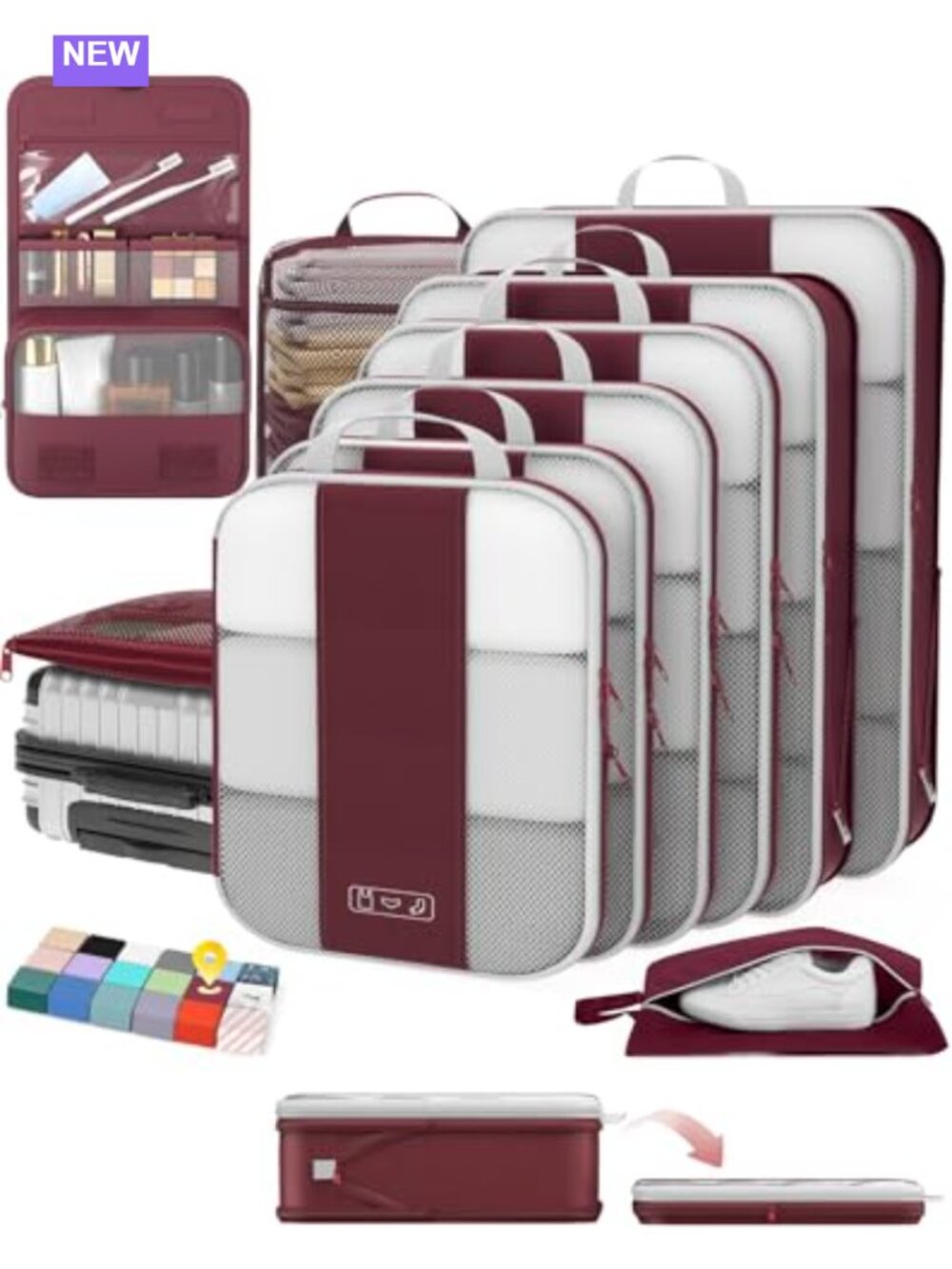 10 Set Compression Packing Cubes Travel Organizer Garment Bags